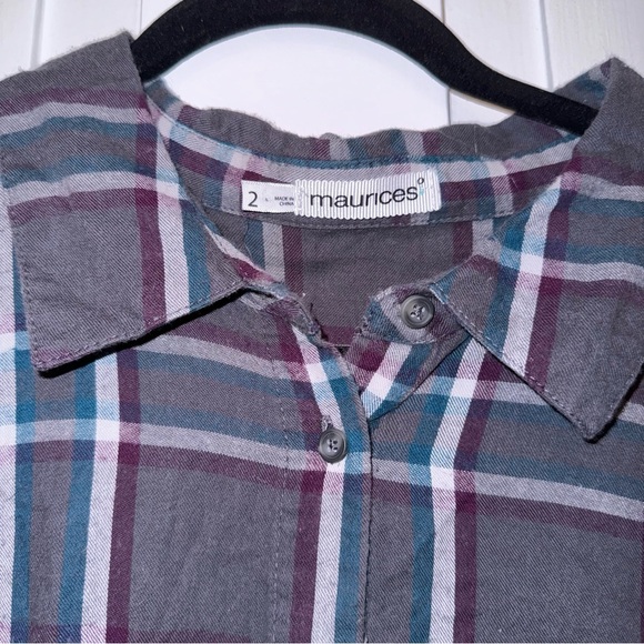 ✨maurices multicolor plaid button down flannel shirt✨ - Picture 2 of 4